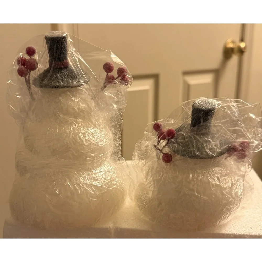 Set Of 2 Illuminated Melted‎ Snowman By Candle Impressions. Deadstock Rare New